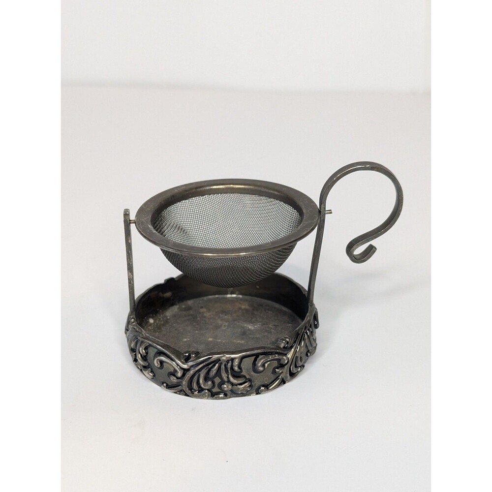 VTG Tea Strainer W/ Swinging Basket Stand Silver Plated by A Special Place 1999